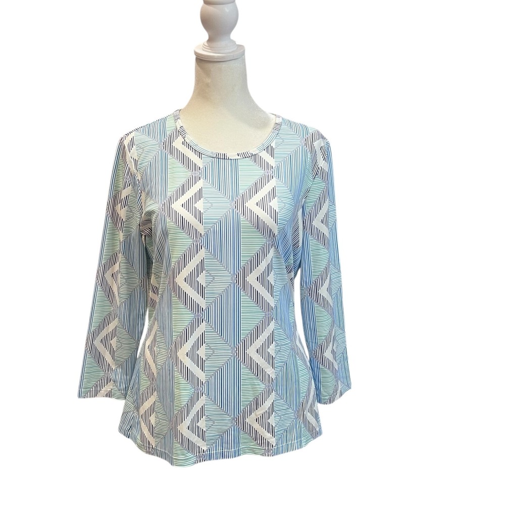 J Mclaughlin Light Blue Geometric Pattern Catalin… - image 1